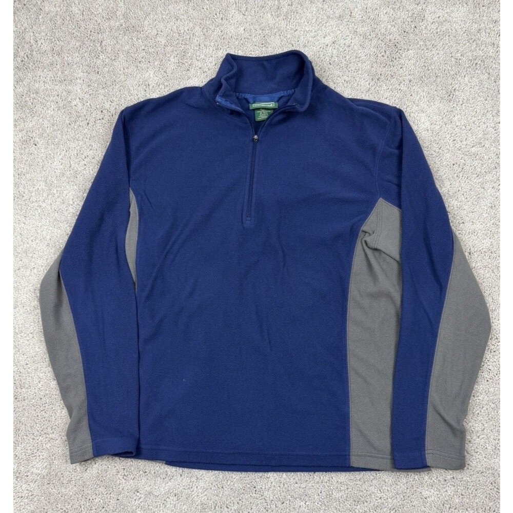 L.L. Bean Men's M Fleece Quarter Zip Pullover Blue Gray Color Block Outdoor